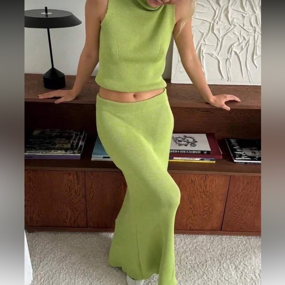 Lime Green Maxi Skirt and top set
